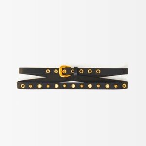 NWT Maje Leather Eyelet Double Black Belt Size 2/M